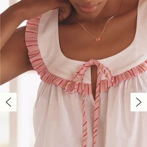 Women's White and Pink Ruffle top